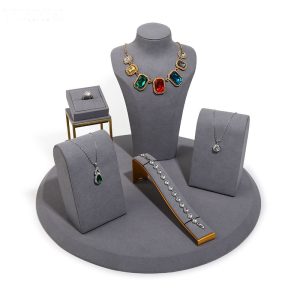 Custom Jewelry Store Showcase Gray Microfibier Necklace Wholesale | Jewelry D...