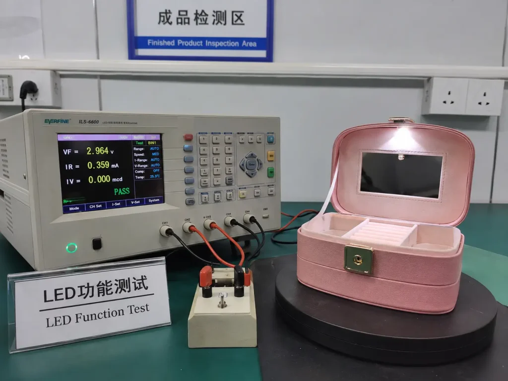 LED jewelry box QC: electronic function testing equipment