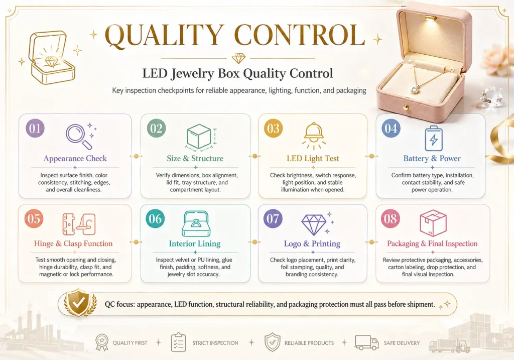 LED jewelry box quality control: key inspection checkpoints
