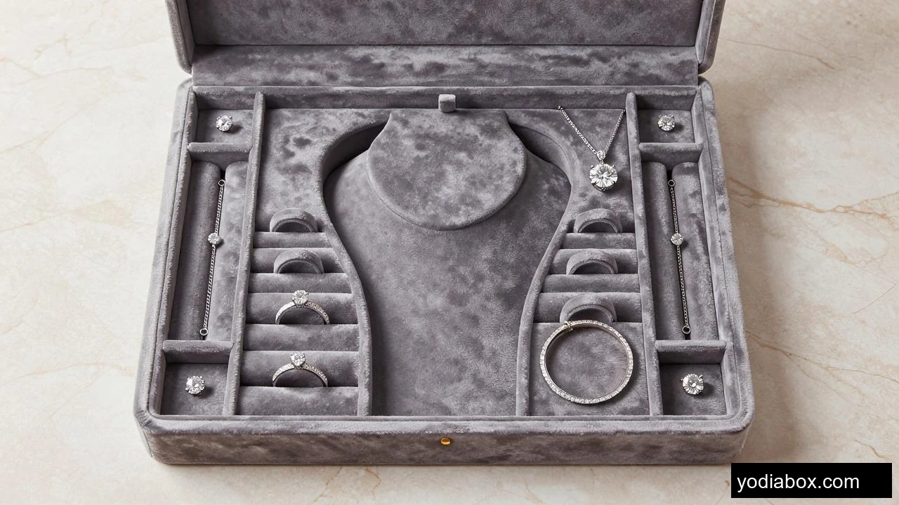 Large Velvet Jewelry Box Custom Insert Layout