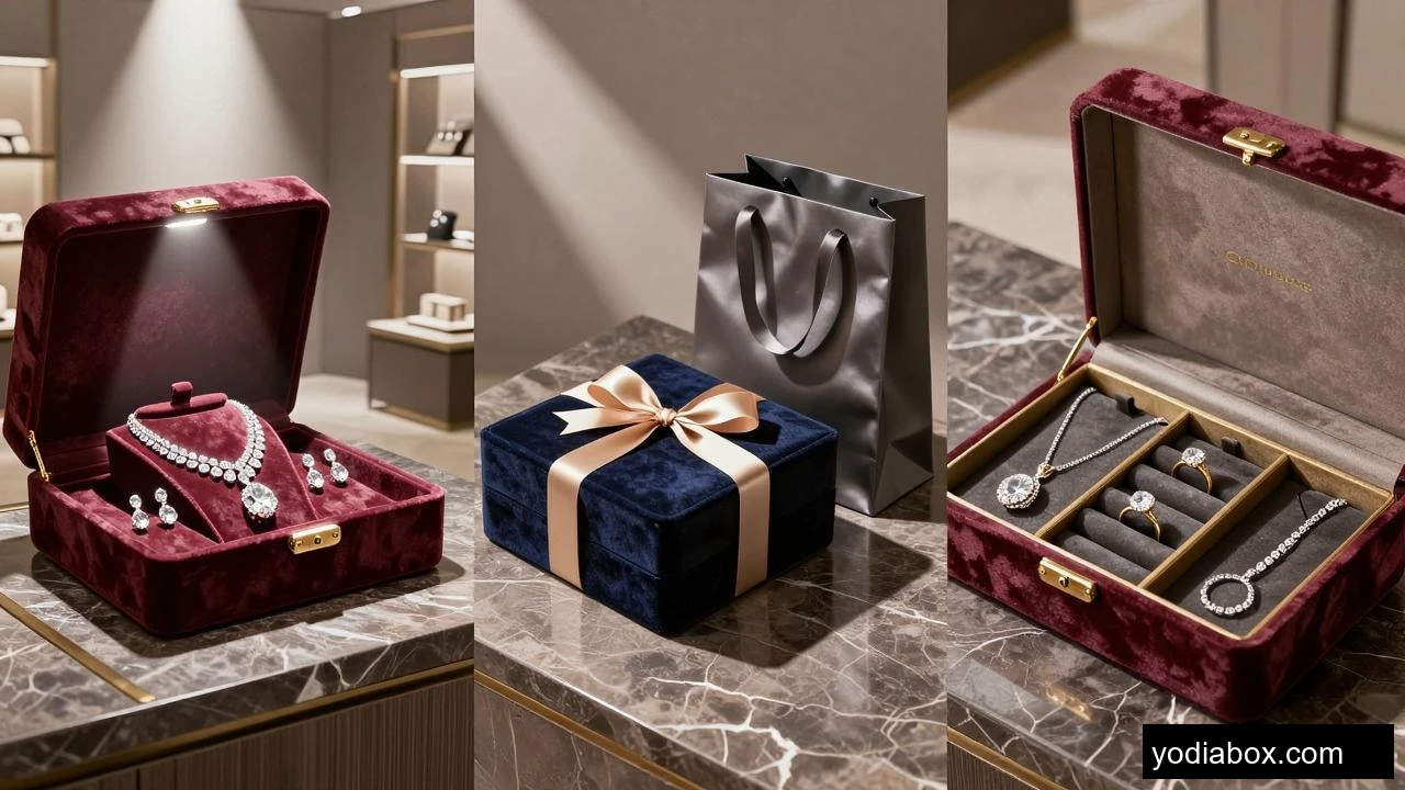 Large Velvet Jewelry Box Scenario Fit Retail Gifting Set
