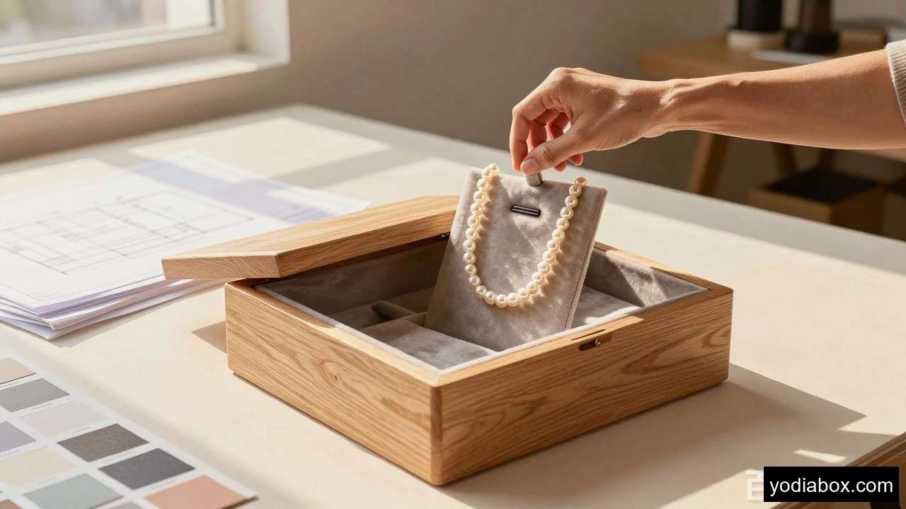 Wooden Jewelry Box For Necklaces Custom Interior Design Sampling