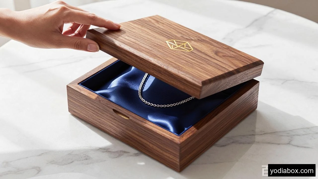 Wooden Jewelry Box For Necklaces Elegant Unboxing Lifestyle